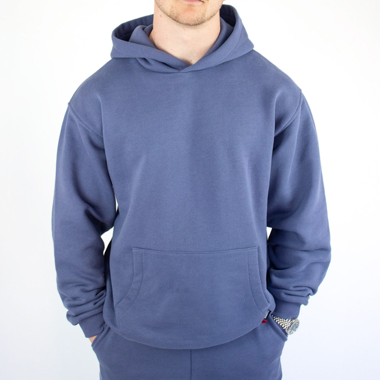 Urban Slate oversized hoodie in blue – heavyweight 100% cotton unisex streetwear