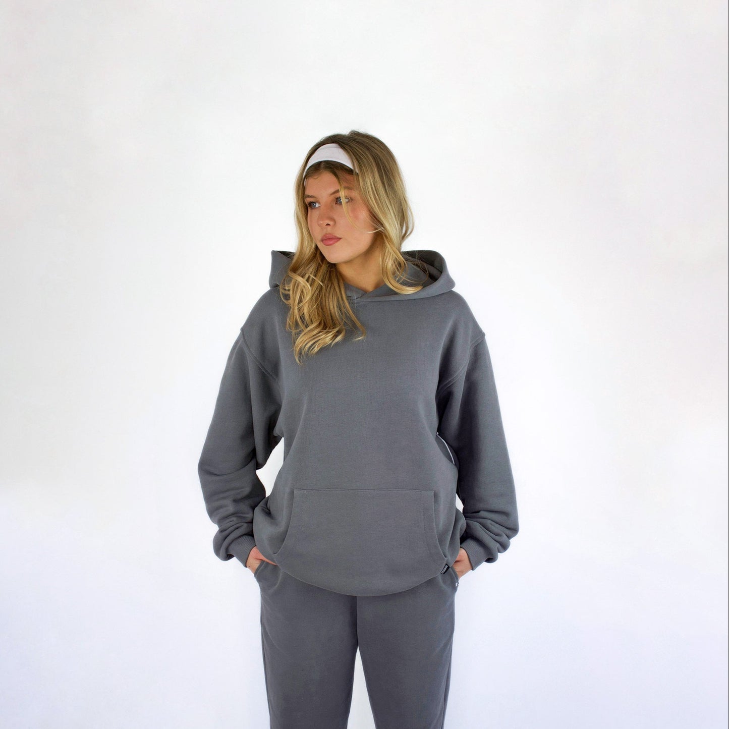 Unisex oversized hoodie 100% cotton grey