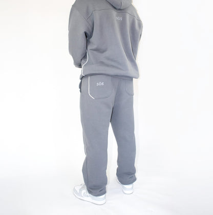 Grey cuffed joggers 100% cotton streetwear