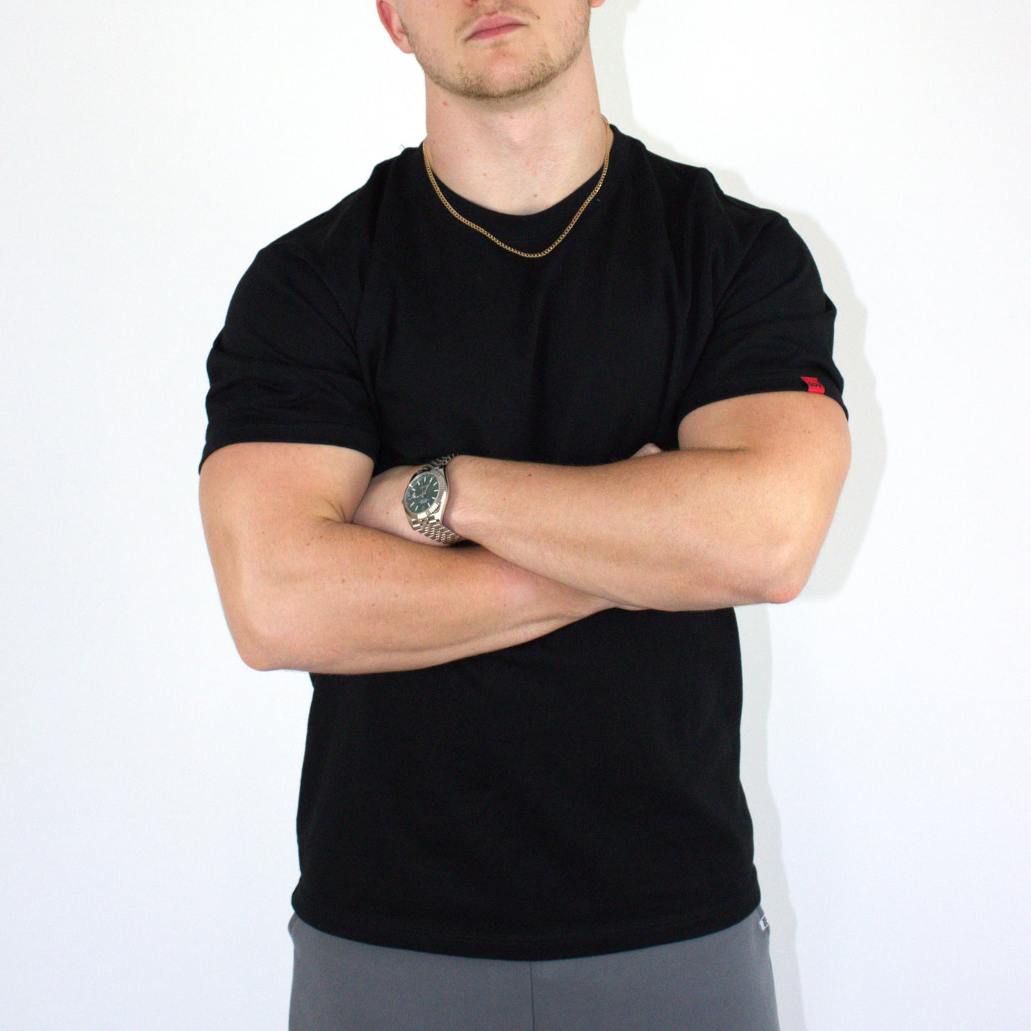 Black oversized t-shirt – 240gsm cotton with grey graphic print