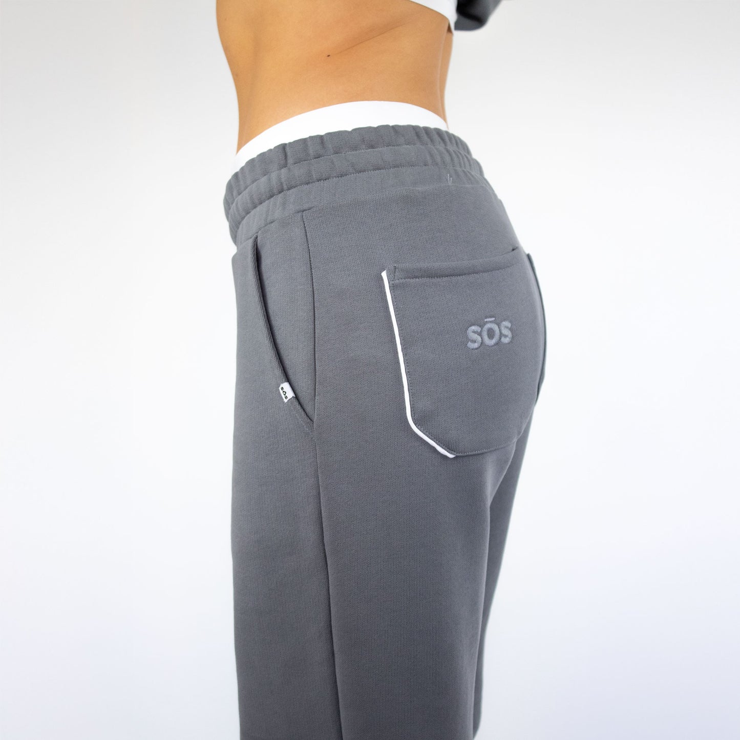 Grey cuffed joggers 100% cotton streetwear