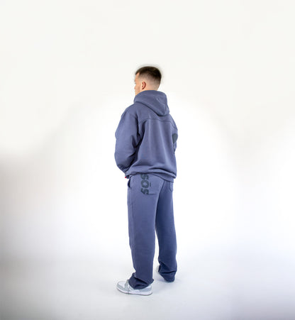 Blue straight joggers – heavyweight 100% cotton unisex streetwear