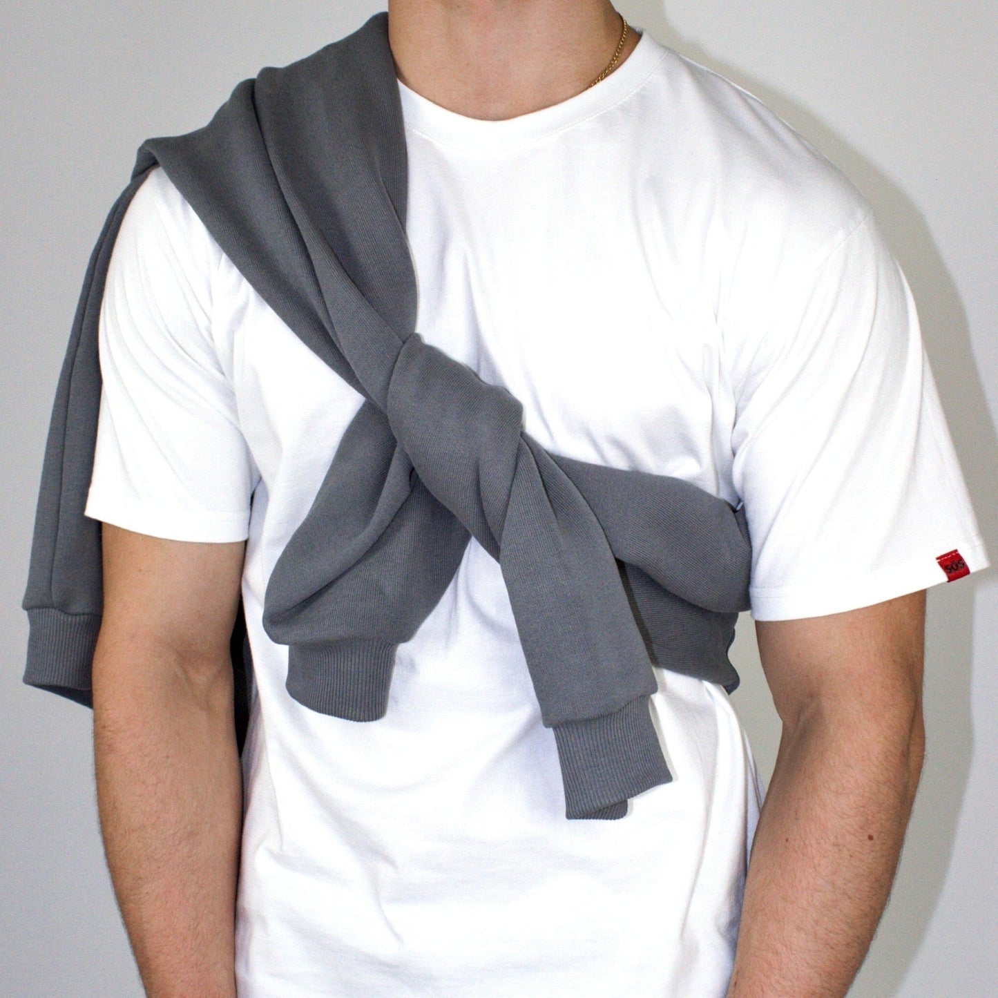 sos hoodie over sos studios cotton tshirt