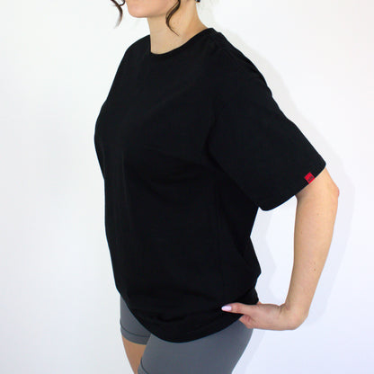 Black oversized t-shirt – 240gsm cotton with grey graphic print
