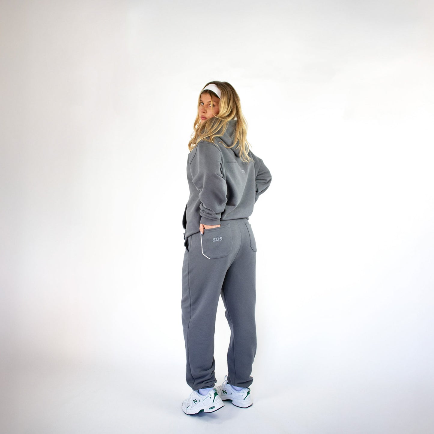 Grey cuffed joggers 100% cotton streetwear