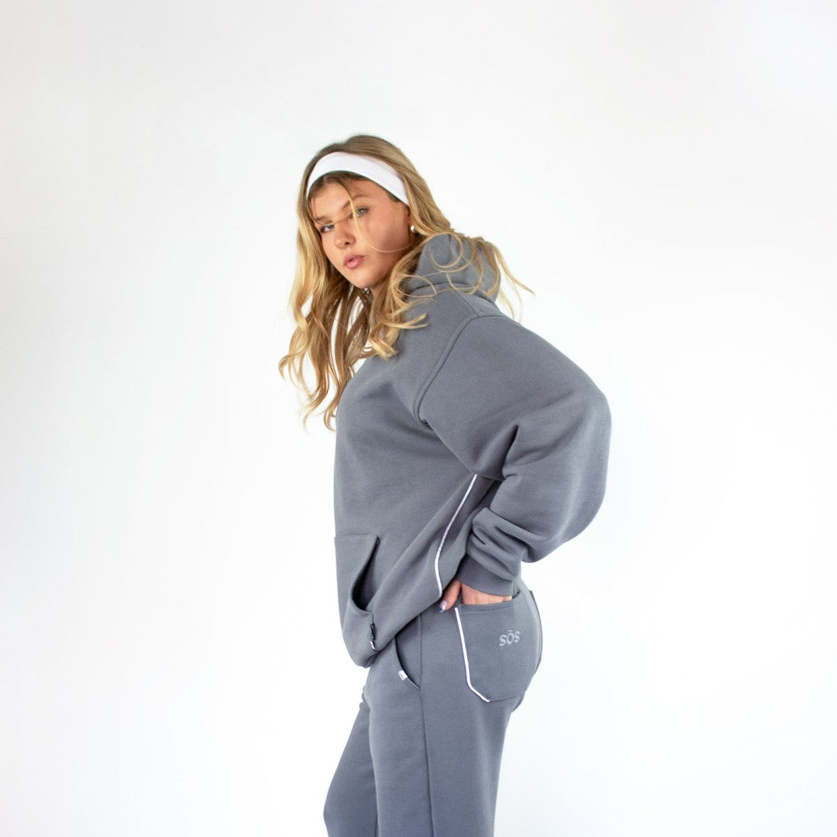 Grey cuffed joggers 100% cotton streetwear