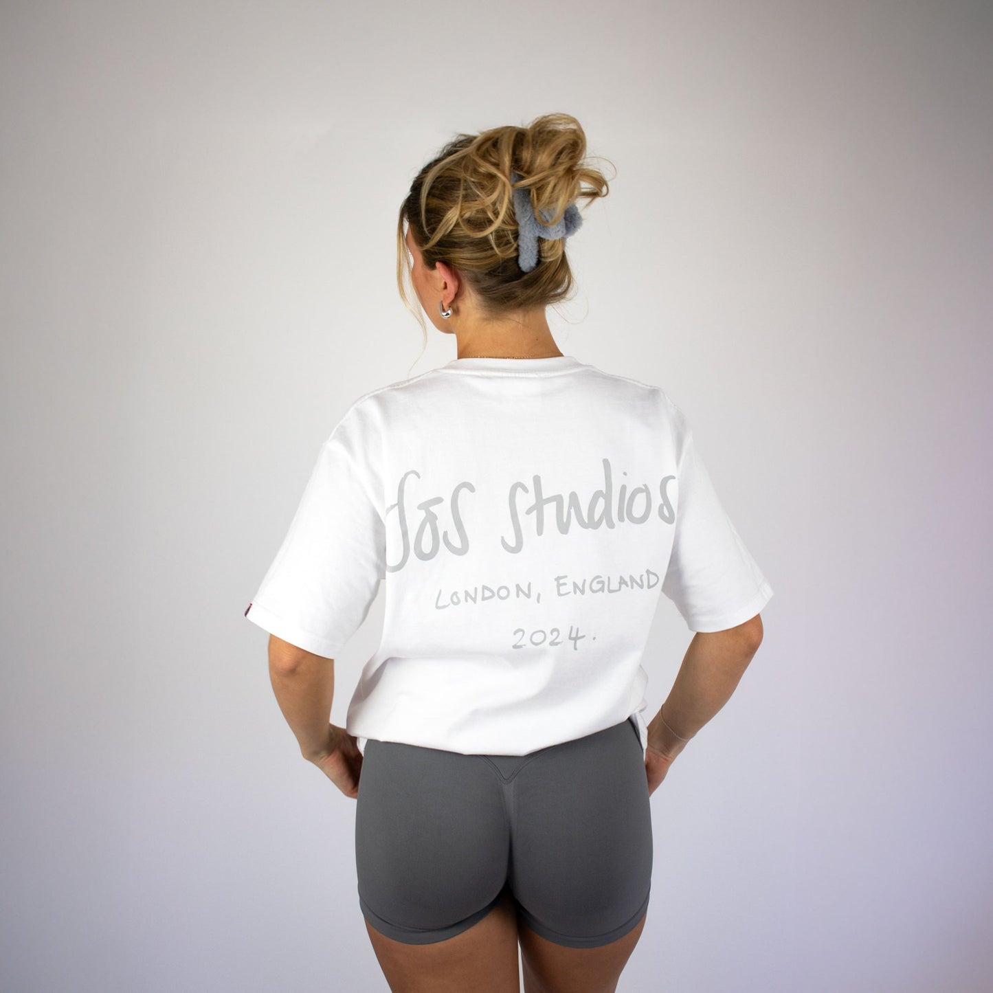 white oversized t-shirt – 240gsm cotton with grey graphic print