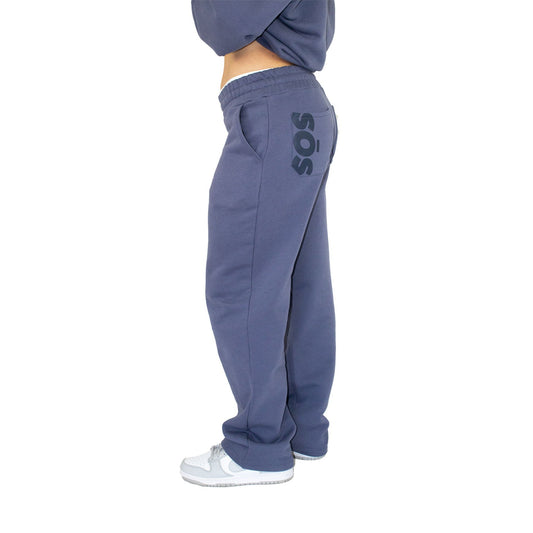 Blue straight joggers – heavyweight 100% cotton unisex streetwear