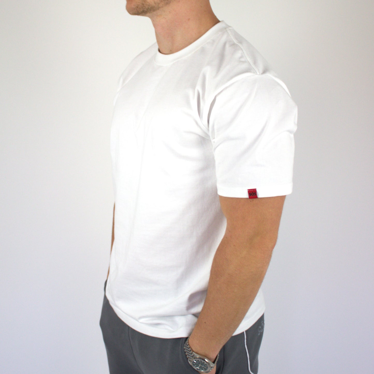 white oversized t-shirt – 240gsm cotton with grey graphic print