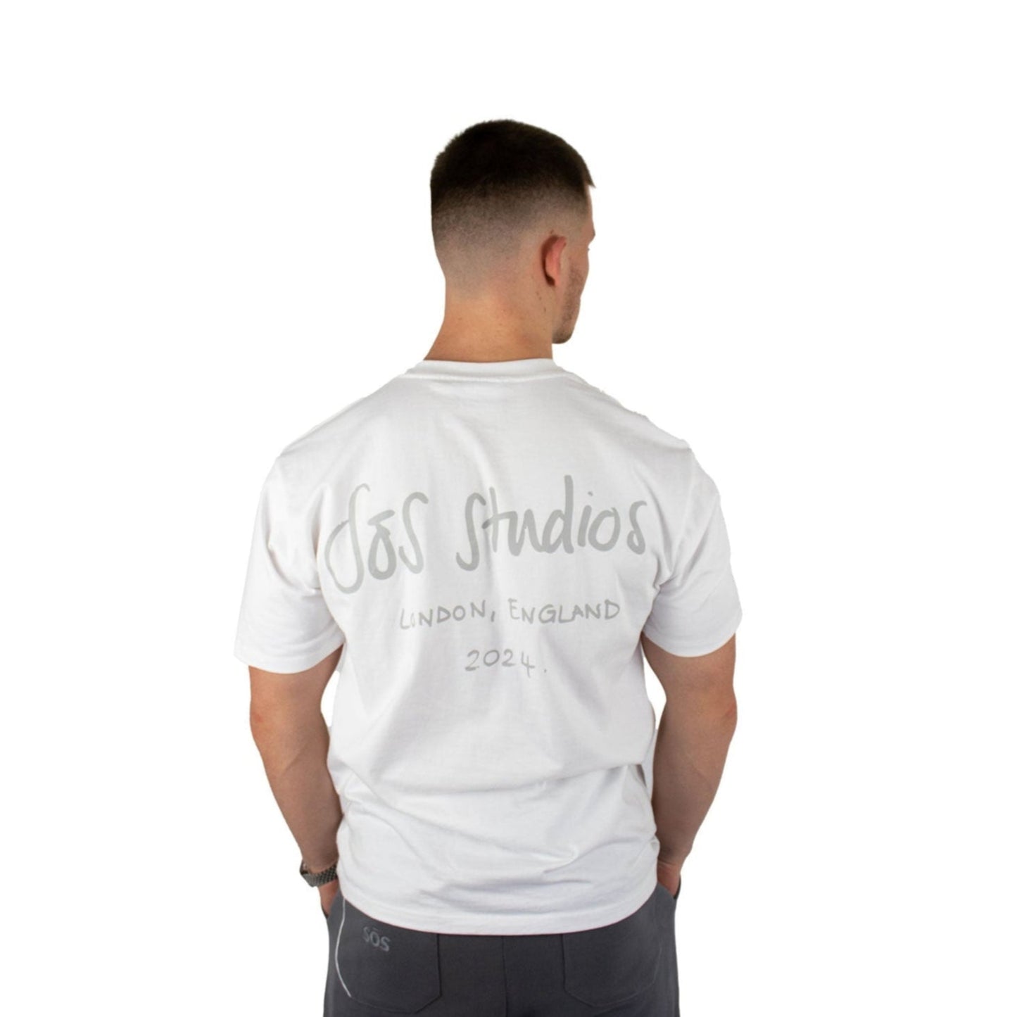white oversized t-shirt – 240gsm cotton with grey graphic print